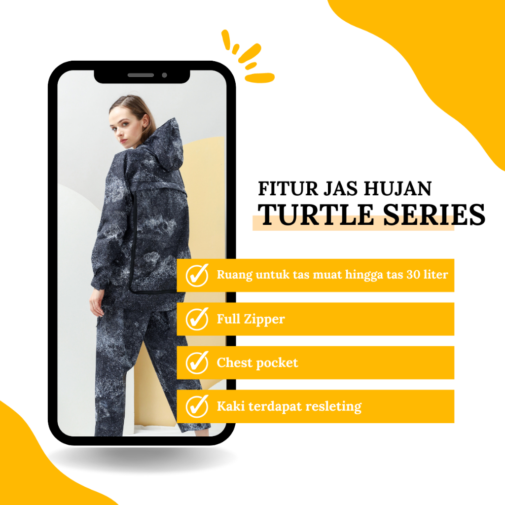 Jas Hujan Turtle Backpack Series Twins19 Mantel Mantol Cewek Cowok Pria Wanita