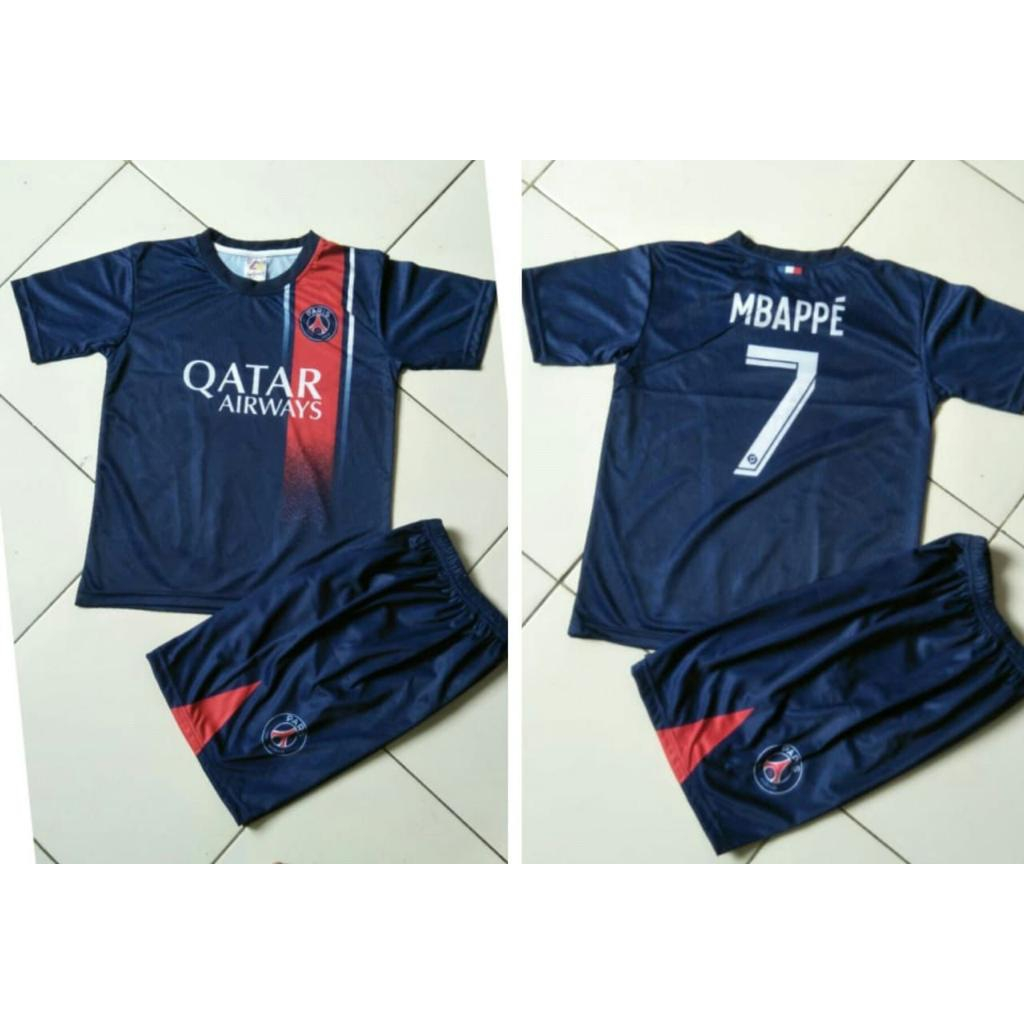 Baju anak jersey sepak bola setelan futsal multi psg home mbappe navy 24