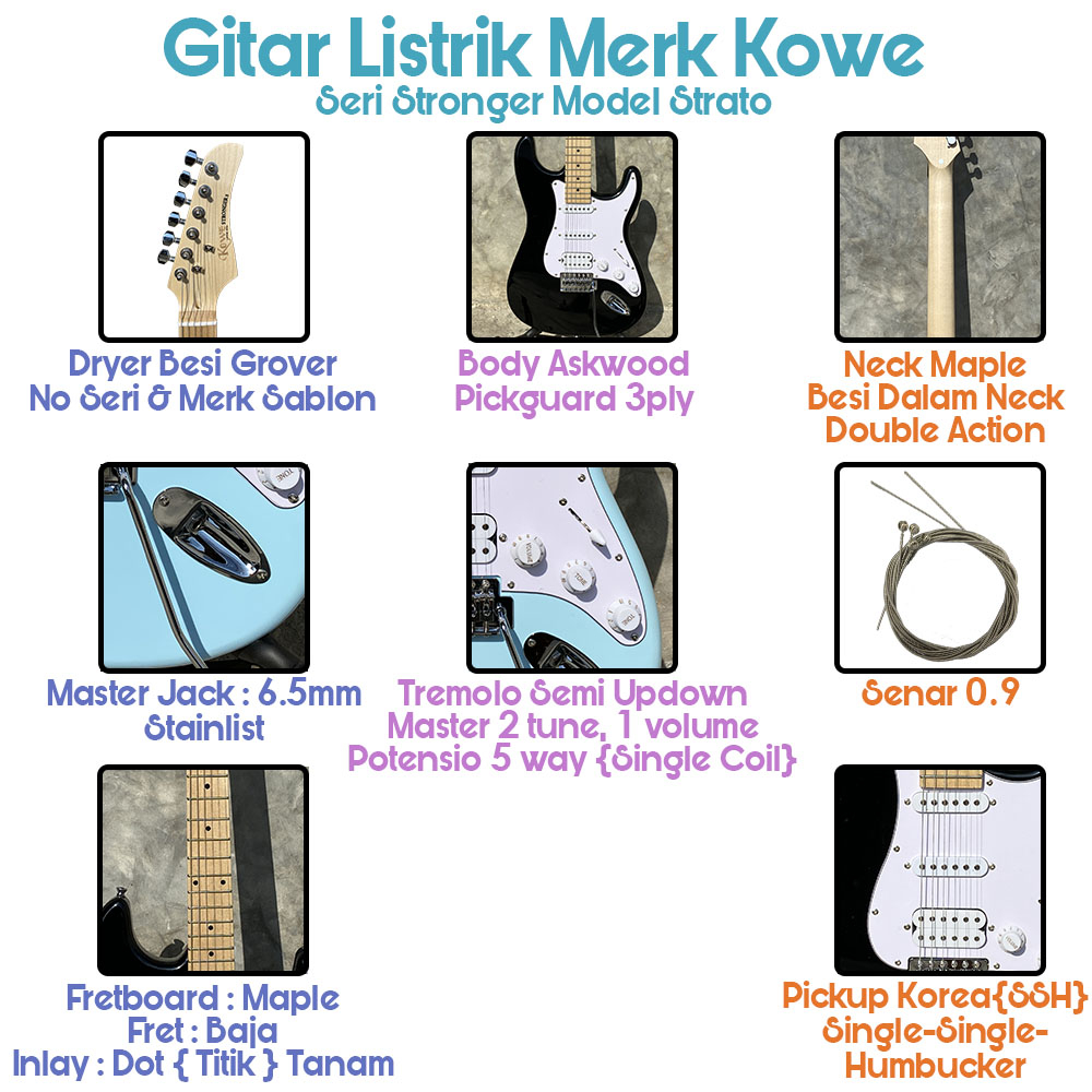 Gitar Elektrik Merk Kowe Original Pickup SSH Terbaru