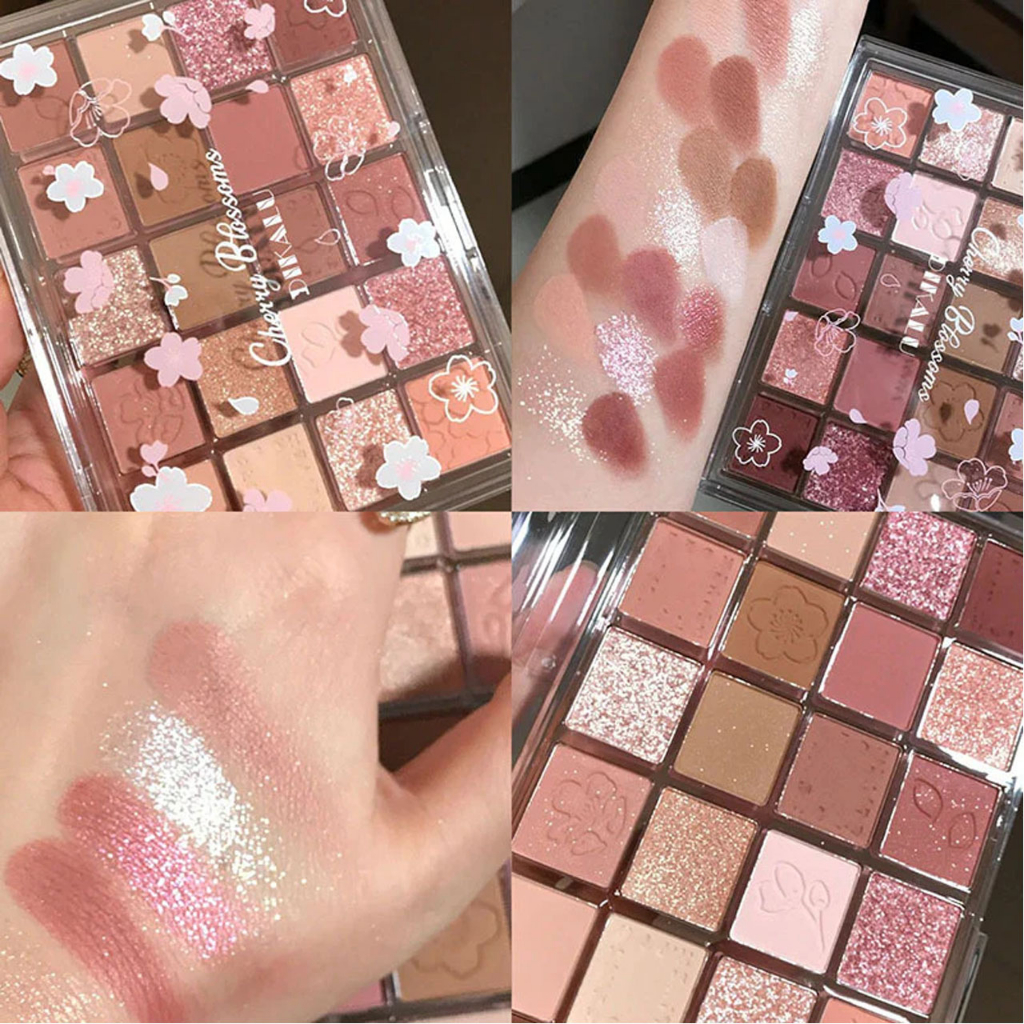 DIKALU Eyeshadow Cherry Blossom 20 Color Eyeshadow Palette Glitter Waterproof Tahan Lama
