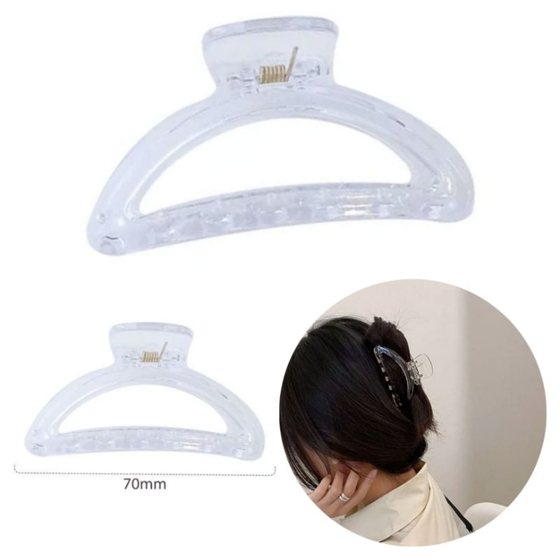 Jedai 7cm Akrilic Bulan Sabit  Transparan Bening Jepitan Badai Jepit Rambut Acrilic