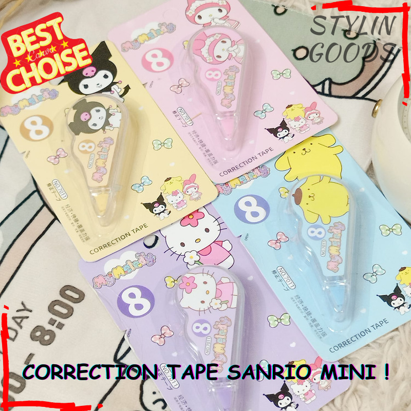 

CORRECTION TAPE NO : 7011 MOTIF SANRIO TERBARU / TIPEX GULUN DENGAN 4 MOTIF CINAMONROLL POMPOMPURIN MY MELODY KUROMI LUCU TERMURAH READY GROSIR BISA COD