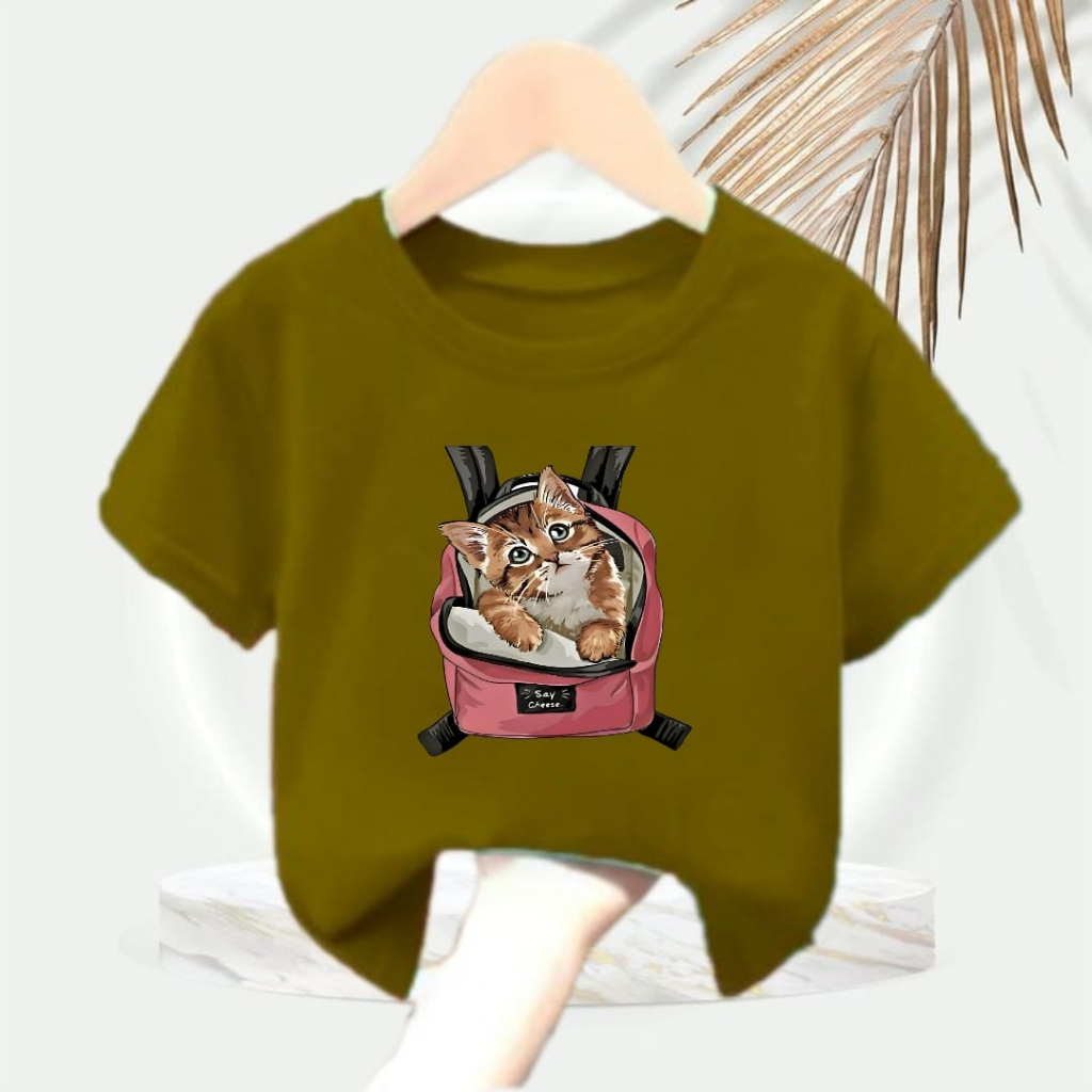 Kaos Anak Oblong Kucing Oren Vista Terry/ Size S, M,L,XL