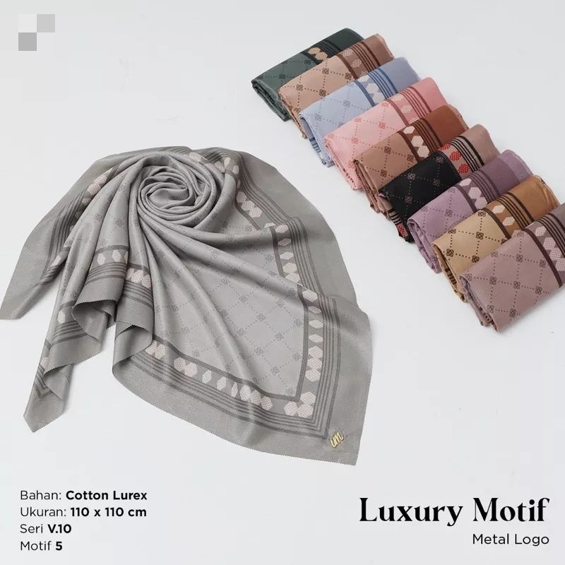 HIJAB Umama Luxury Print Motif uk. 110x110cm Metal Logo (BISA PILIH MOTIF DAN WARNA)