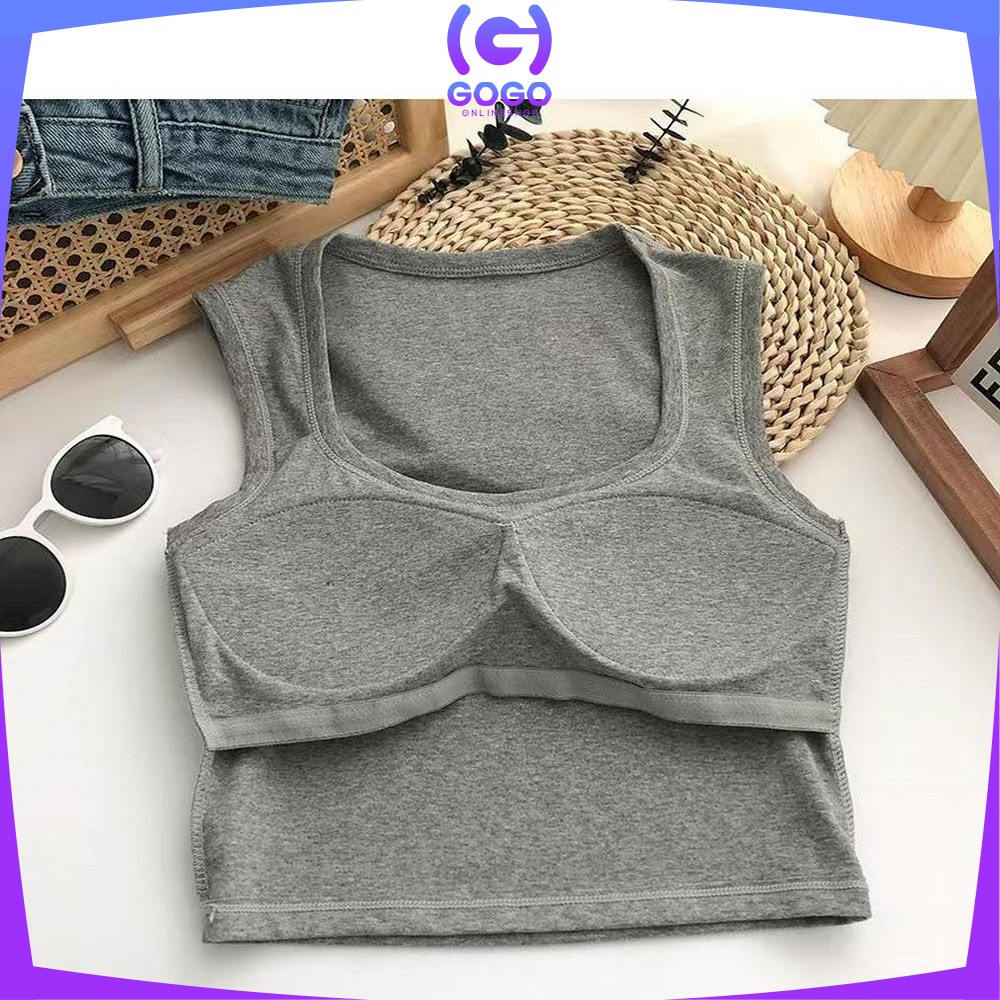 GOGO-P332 Crop Tank Top Bra Atasan Wanita Model Square Tanktop Inner Top / Tanktop Basic Square Neck Top Singlet Crop Cewek Import Korean Style