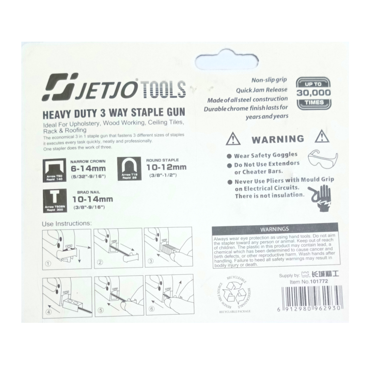 JETJO TOOLS Staples 6-14mm Staples Gun Tacker 3 In 1 / Staple Jok Tembak Hekter 3 Way /Sataple Gun Heavy Duty 6-14mm LAKONI PRO