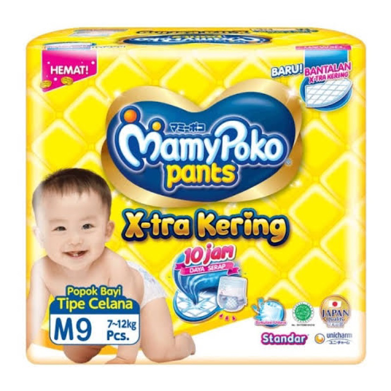 Mamy Poko Xtra Kering Ukuran M Isi 9 / Popok Bayi / Pampers Bayi