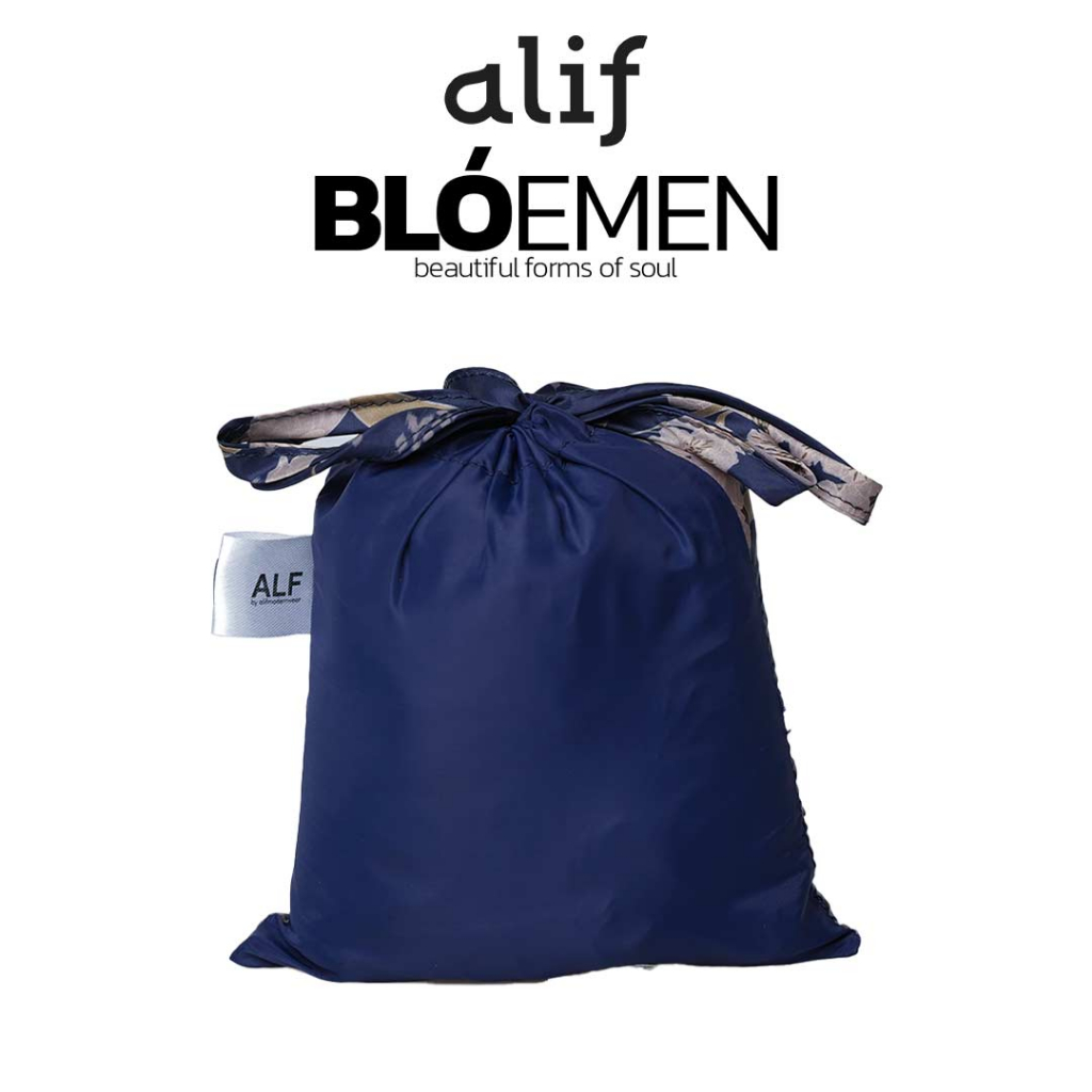 ALIF MUKENA MINI MOTIF PARASUT PREMIUM KOREA TRAVEL - ZINNIA IN BLUE PANSY ( MKN-205 )