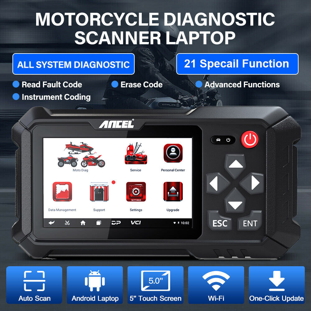 ANCEL MT500 Professional Motorcycle Obd2 Scanner Motorcycle Scanner Motorcycle Diagnosis Odb2 Motorcycle Diagnostic Tool OBDII Motorcycle Diagnostic Scanner Motor Scanner