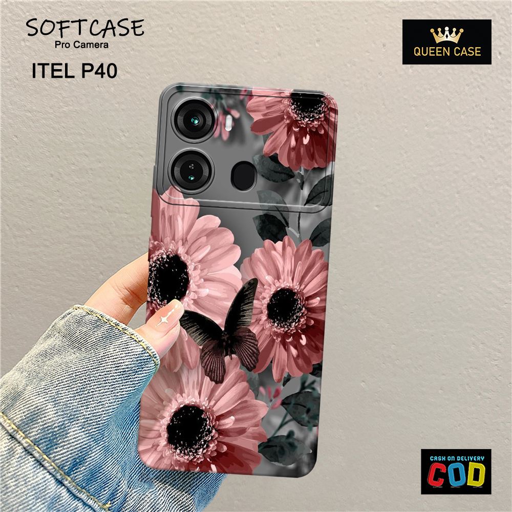 Softcase Hp Itel P40 Terbaru - Fashion Case Bunga - Case Hp Itel P40  - Casing Hp Itel P40 - Kesing 