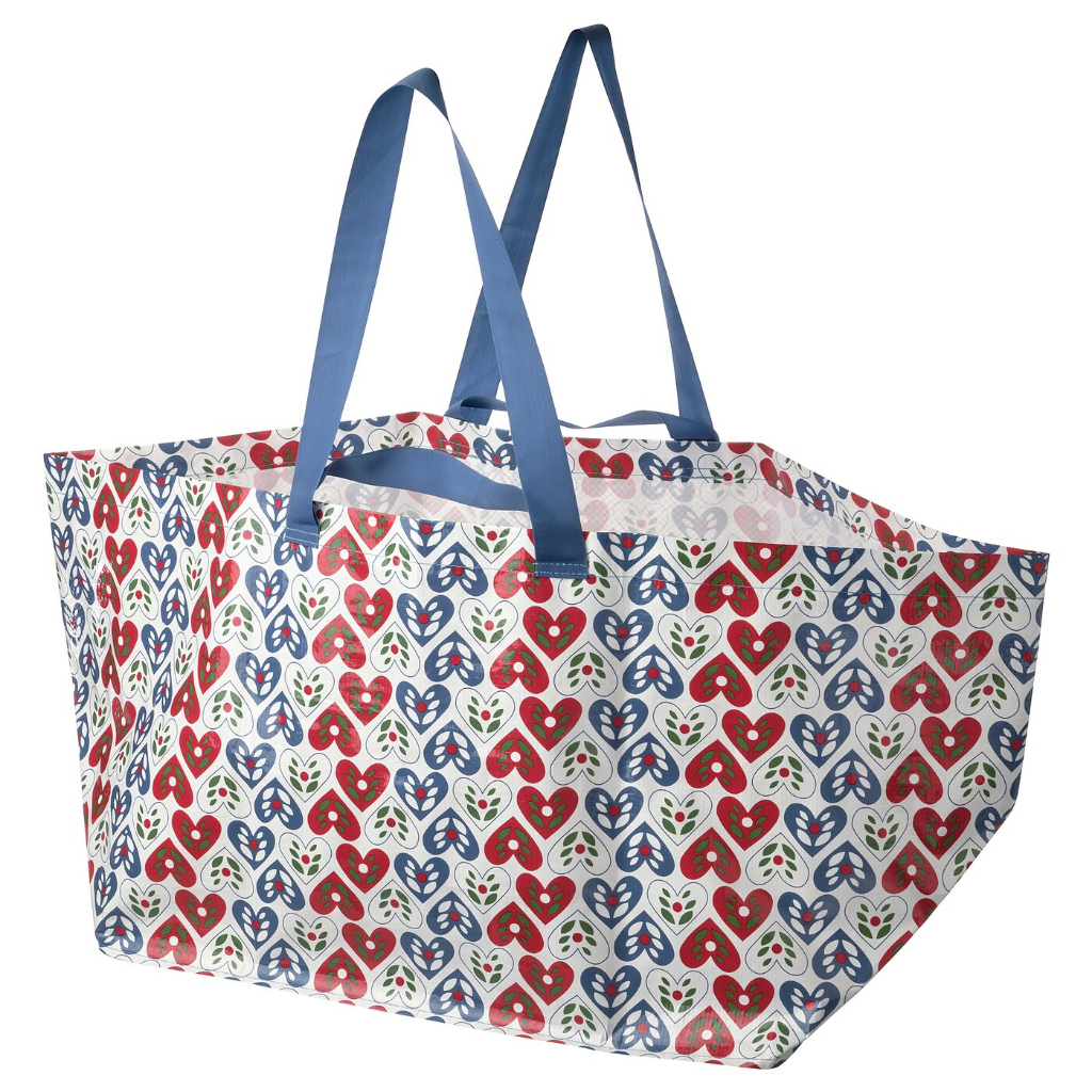 VINTERFINT Tas Kantong Belanja Besar IKEA/ Tas Laundry/ Reusable Bag , 71L, Berpola