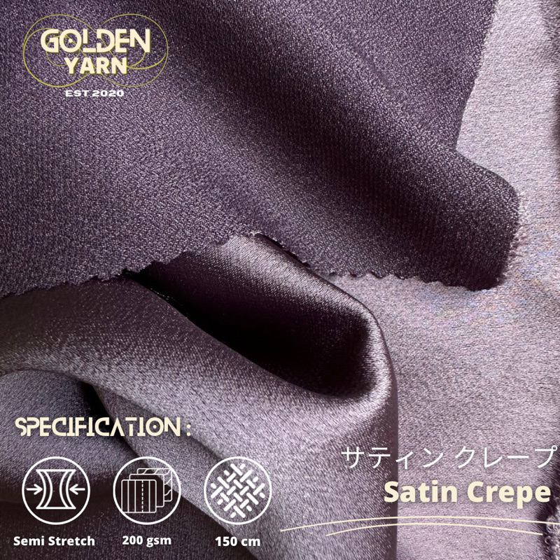 Kain Satin Crepe Semi Stretch Premium | Kain Satin Premium Murah 1/2M