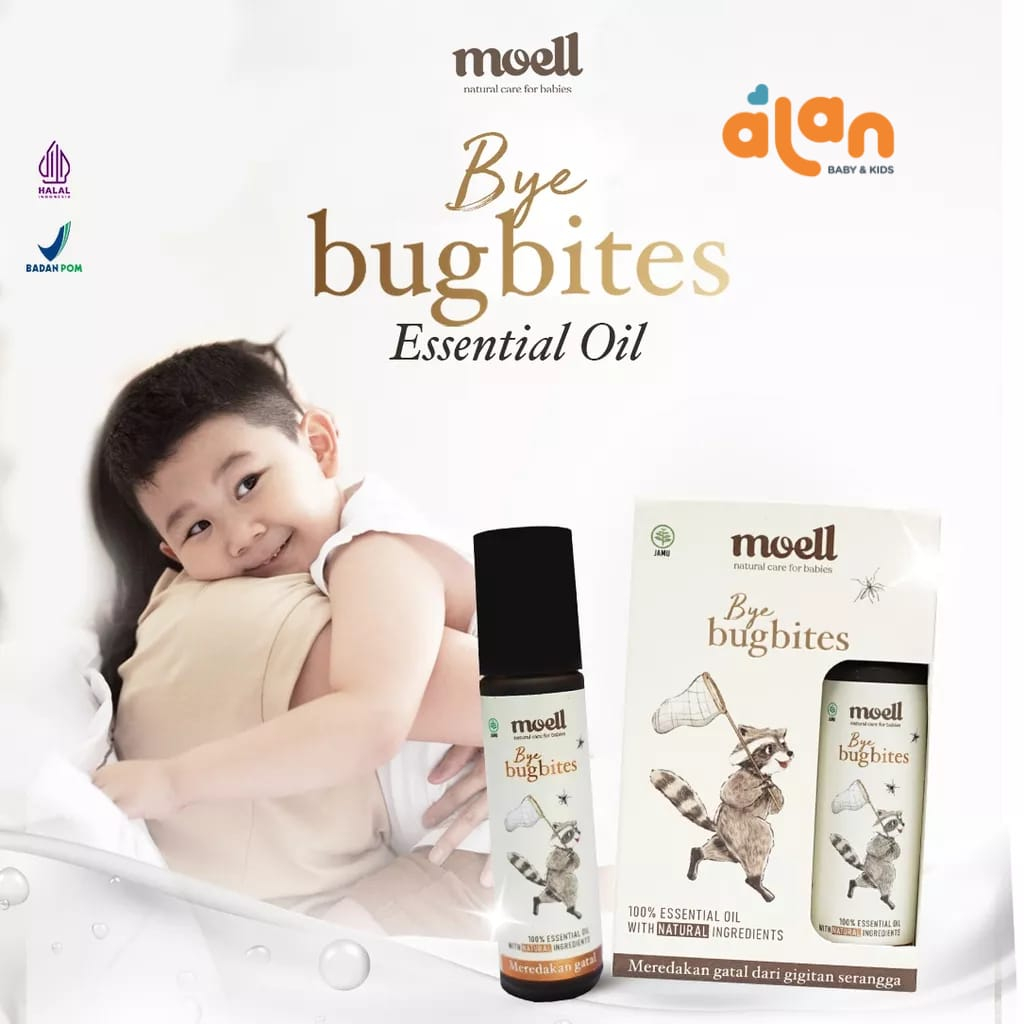 Moell Bye Bugbites Natural Essential Oil 8ml - Melindungi Dari Gigitan Nyamuk
