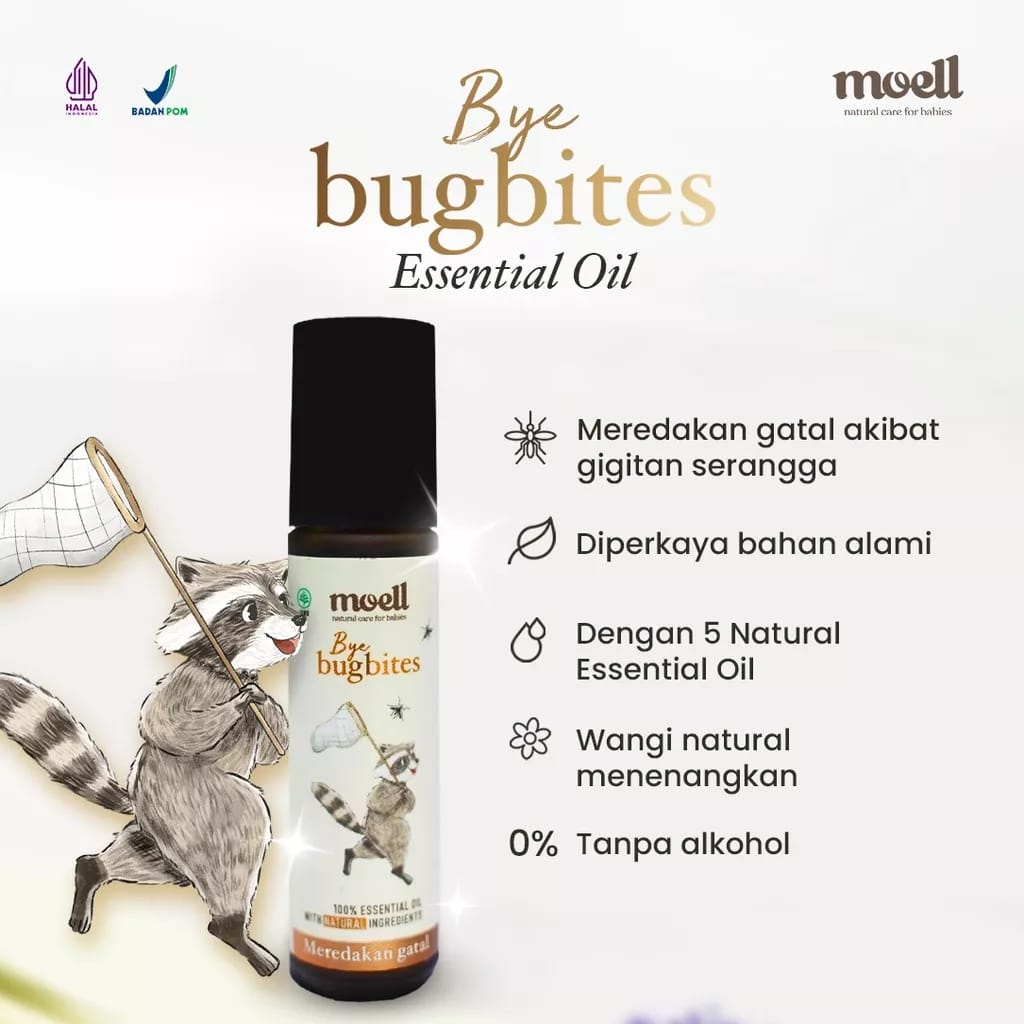 Moell Bye Bugbites Natural Essential Oil 8ml - Melindungi Dari Gigitan Nyamuk