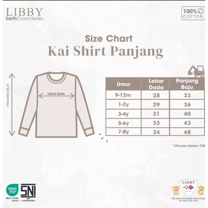 Libby Kai Shirt - Oblong Cotton Kai Panjang (LB-OKPJ) isi 3pcs