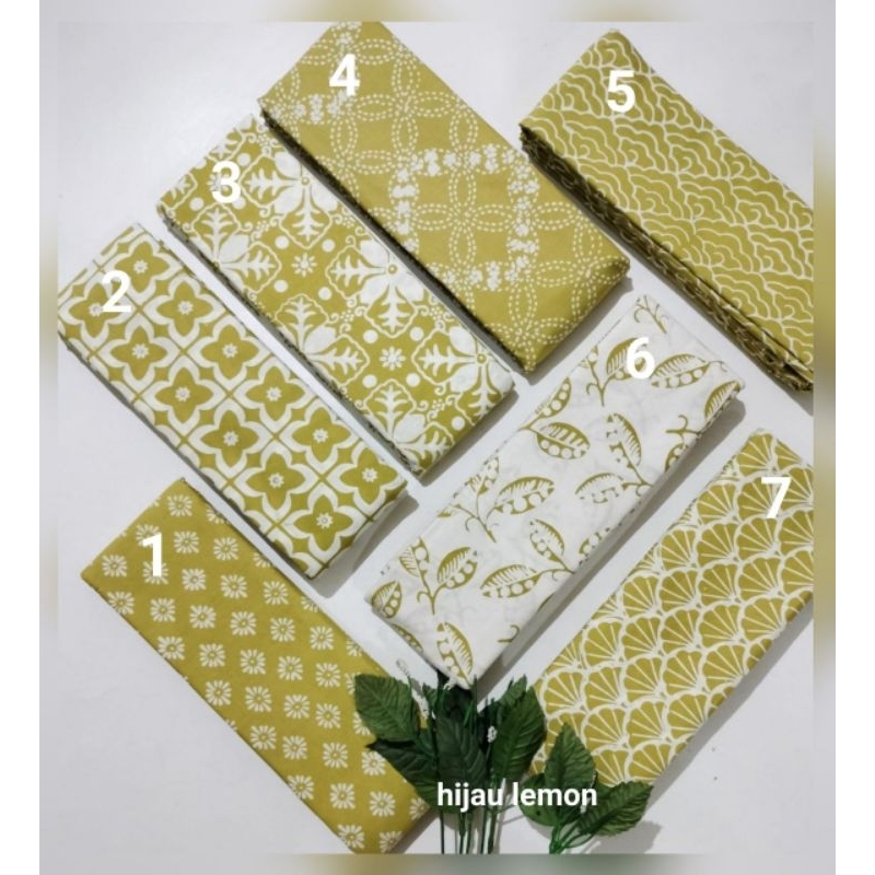 KAIN BATIK HALUS CAP SOFT  Warna Hijau Lemon 2x1meter