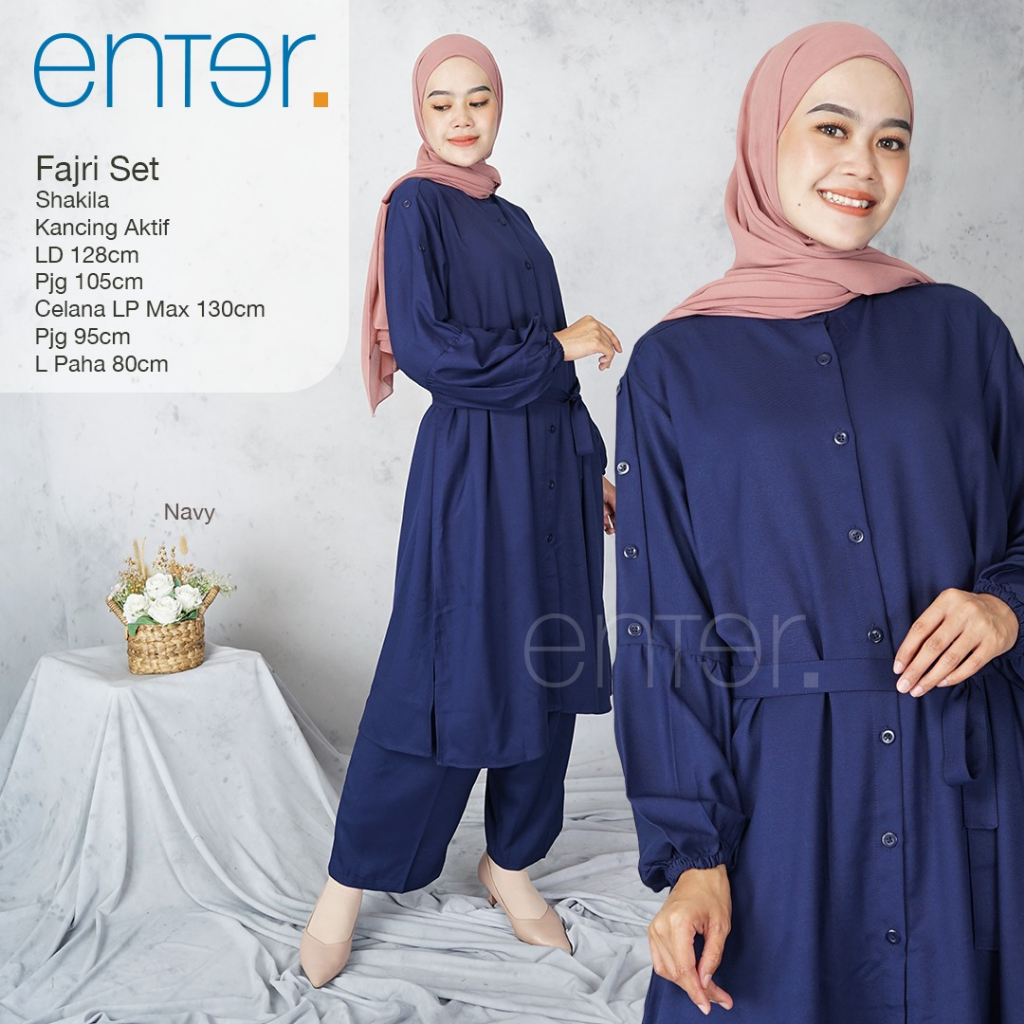 Fajri One Set Setelan Shakilla Kancing Aktif Jumbo Muslim Original Produk By Enter