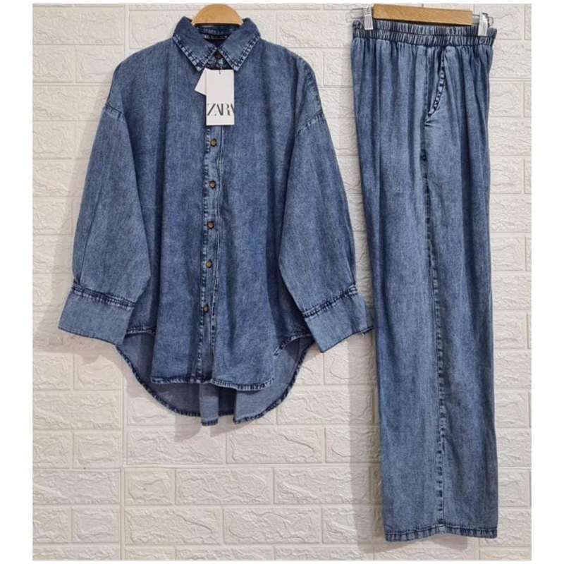 setelan kemeja zara wanita