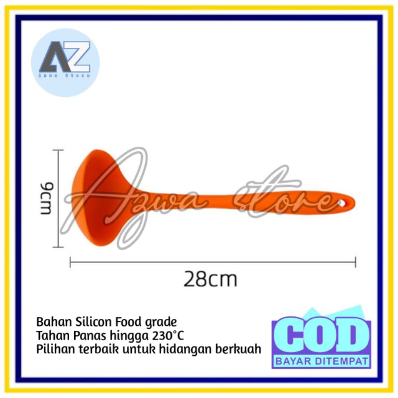 Centong Silikon Sendok Kuah Sop Sayur 28 cm Centong Masak Silicone Ladle Soup BPA Free - WARNA RANDOM