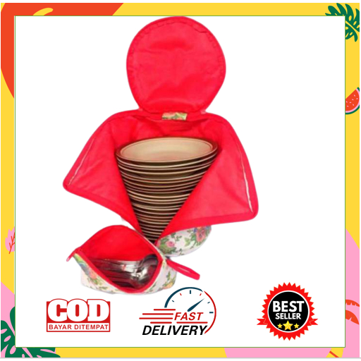 Tas Piring - Tas Penyimpan Piring Diameter 25cm Bahan Tebal Motif Menarik