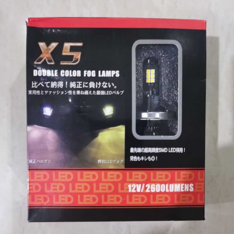 (Hrg 1set kanan kiri)Lampu Kabut Mobil 2 Warna LED H4 Dan H11 PUTIH + KUNING