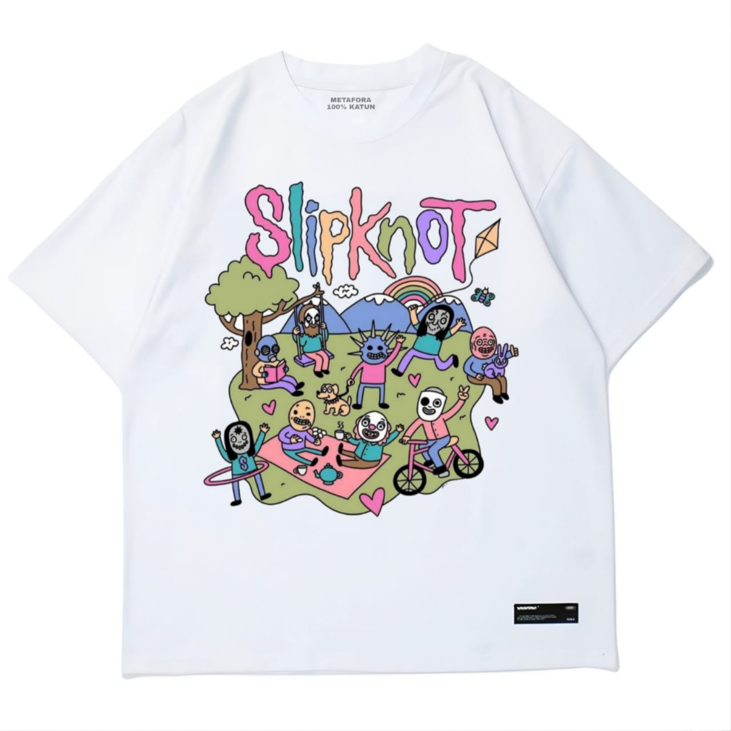 NEBULA Tshirt Slipknot Vintage Kaos lengan pendek Putih