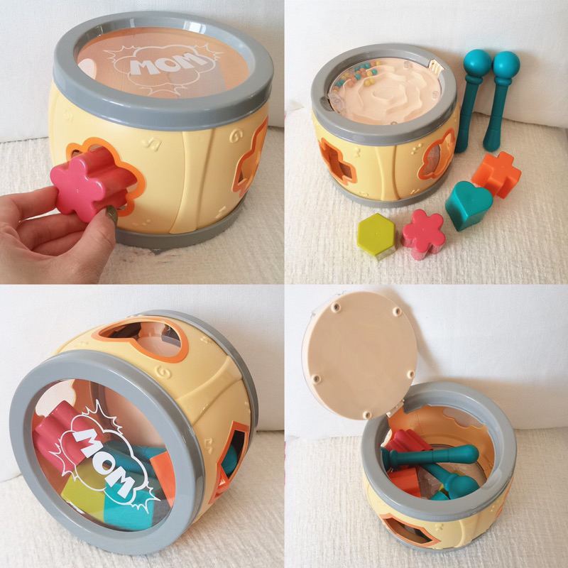 baby drum toys 3 in 1 sensory toys shape sorter drum mazes mainan sensori anak montessori