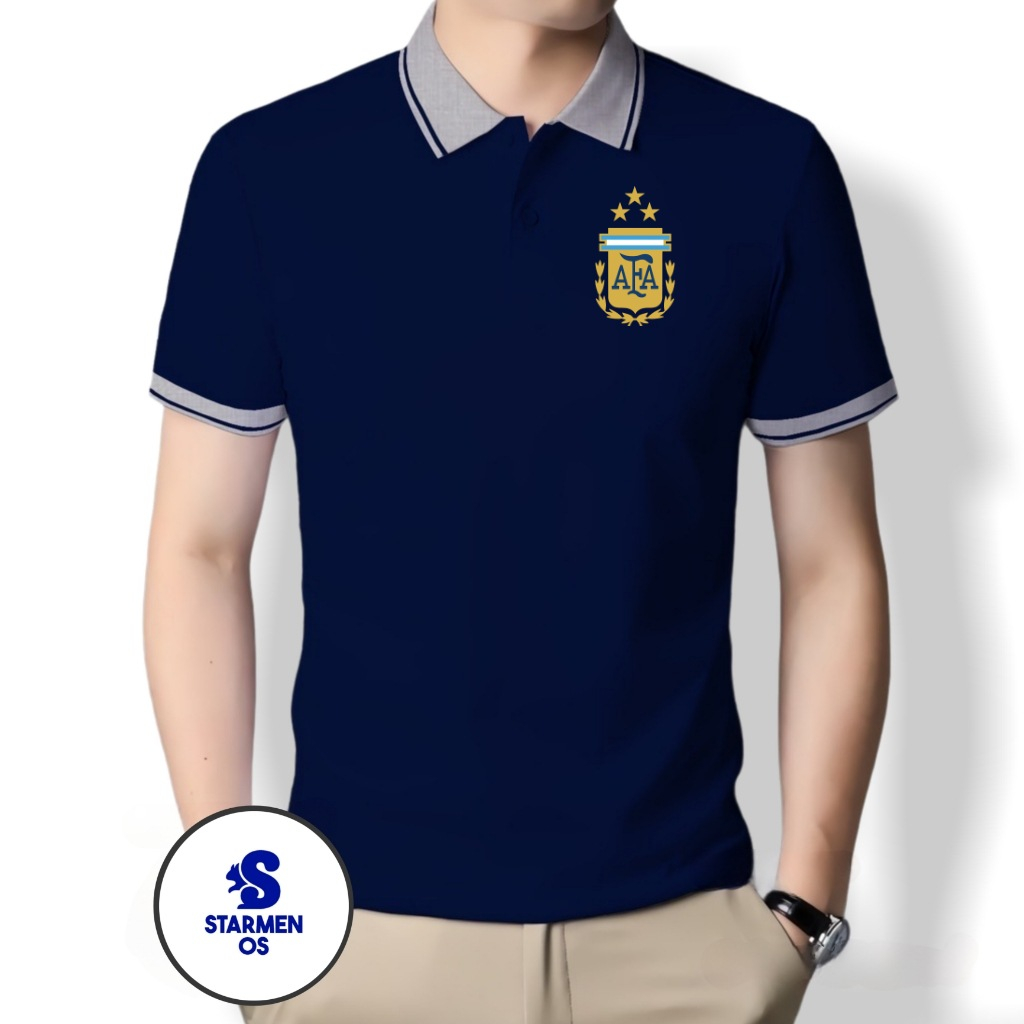 Kaos Wangki Polo Atasan Tshirt Pria Kerah Wangki Big List LOGO ARGENTINA 3 STAR