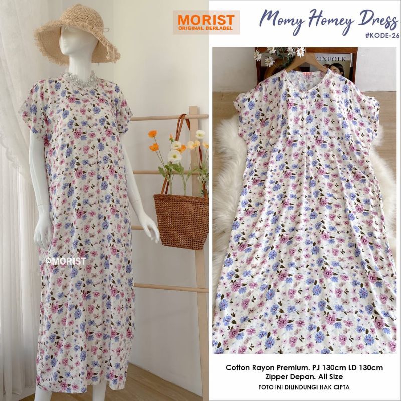 Daster Homey Dress Set Motif Original Morist [Buna Aura Momy Tasya]