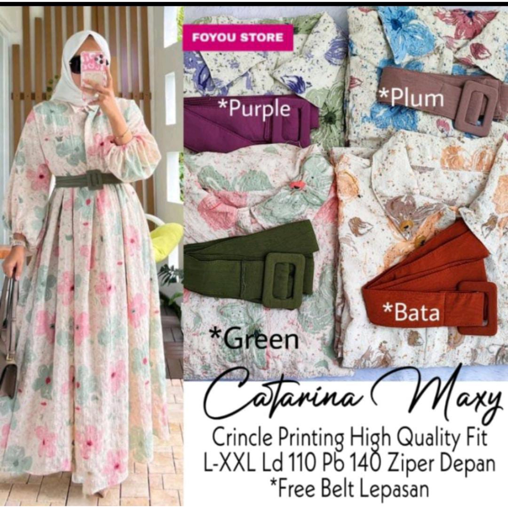 LANGSUNG KIRIM GAMIS CRINGKLE AIRFLO PRINT MOTIF BUNGA CANTIK SUPER JUMBO LD 130 BB SMPAI 120 KG BUSUI FREE SABUK