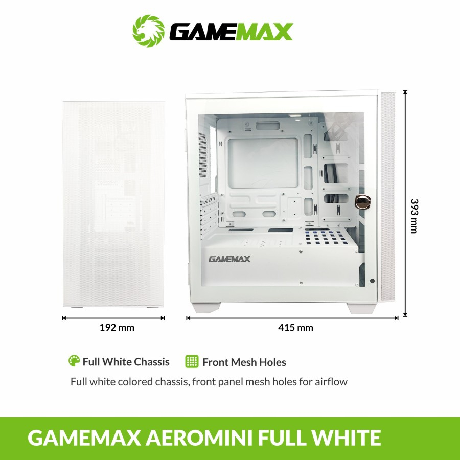 GAMEMAX AERO MINI WHITE Tempered Glass GAMING MICRO ATX CASE