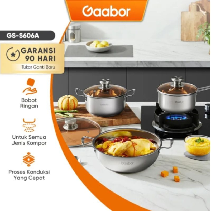 Panci stainless 3 set gaabor