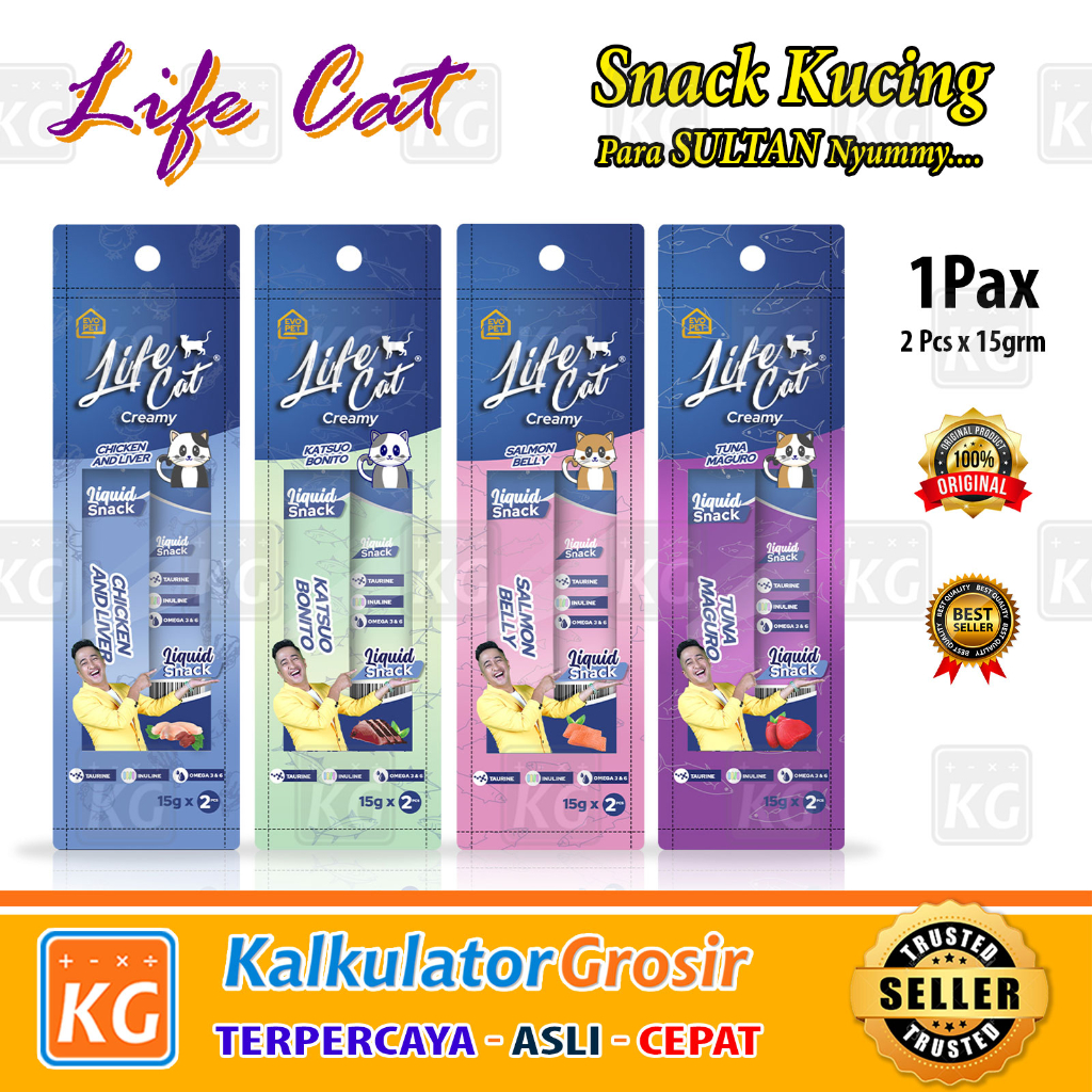 Life Cat Creamy Treats 30gr Cemilan Snack Kucing 24 Pax No Meo Cair Adult &amp; Kitten 1 Dus Snack Kucing Para Sultan Bio FormulaTaurine Inuline Omega 1 Box