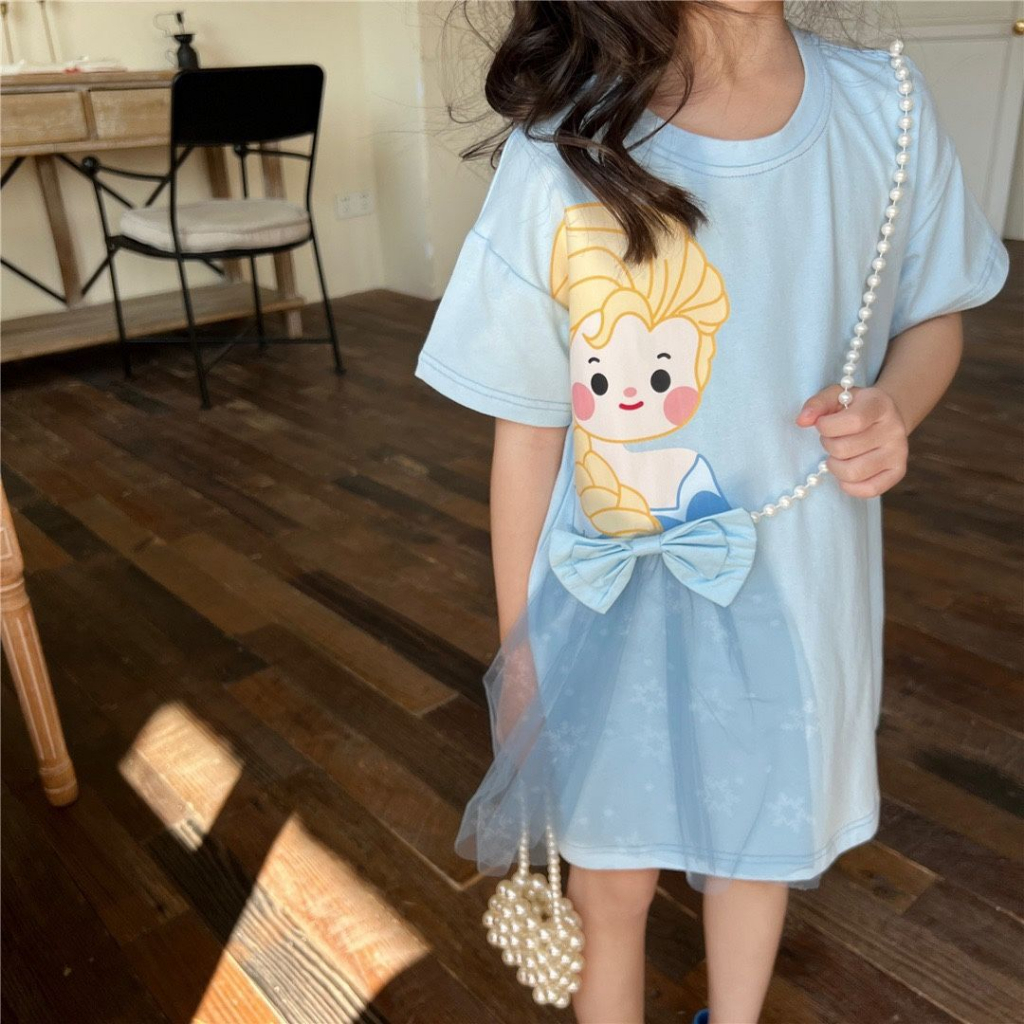 babyfit 3-8thn baju blus dress anak perempuan bahan kaos katun melar aksen mutiara import nyl-0614