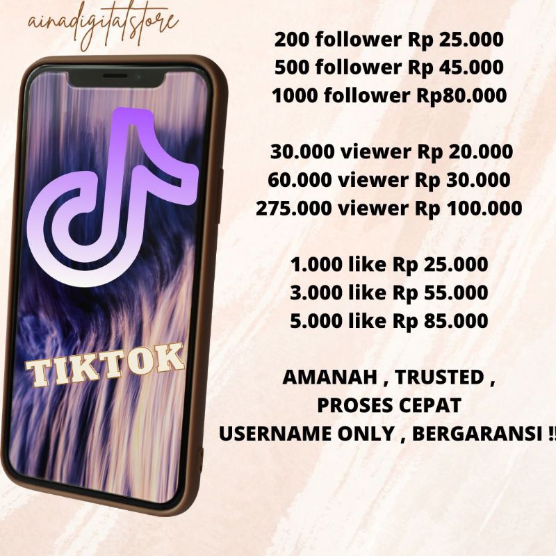 FOLLOWER VIEWER LIKE TIKTOK TERMURAH GARANSI