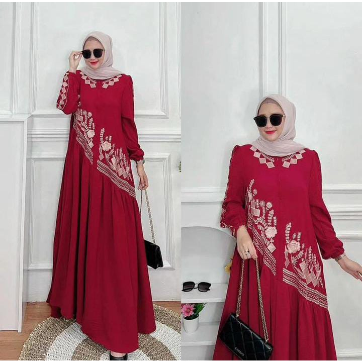 GAMIS WANITA VENSA DRESS CRINKLE ARIFLOW APLIKASI BORDIR LD 110 CM PB 138 CM PT 56 CM BISA UNTUK BUSUI GAMIS WANITA TERBARU 2023 KEKINIAN / DRESS WANITA FASHION MUSLIM / MAXI DRESS JUMBO / PAKAIAN MUSLIM WANITA / GAMIS HITAM MODEL TERBARU