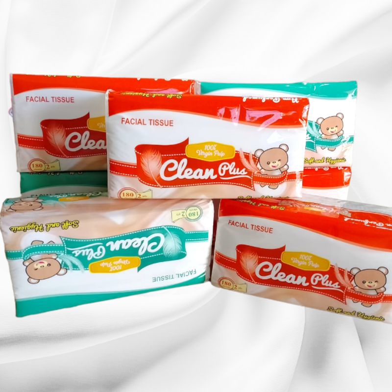 Tisu CLEAN PLUS 180 Sheet 2 ply Tisu NICE 180 Sheets 2 Ply/ Facial Tissue JOLLY 250 Sheet 2 ply