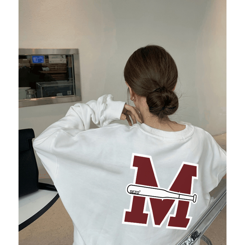 Kaos Lengan Pendek Retro Letter ”M” Korean Style/Kaos Oversize Wanita/Atasan Wanita