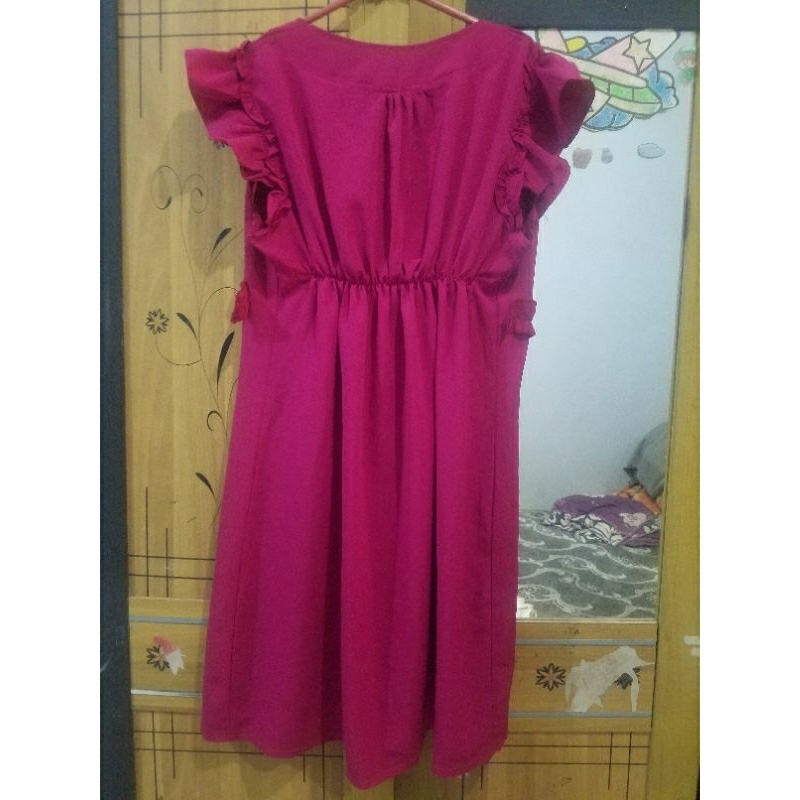 outer daster dress pink fanta kerut belakang