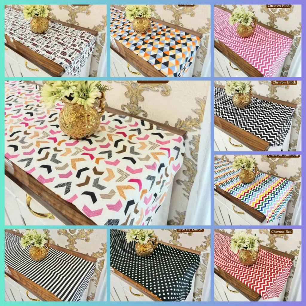Taplak Meja Tamu Minimalis Kanvas Motif Part 2 | Cover Meja Makan Minimalis | Table Runner Set