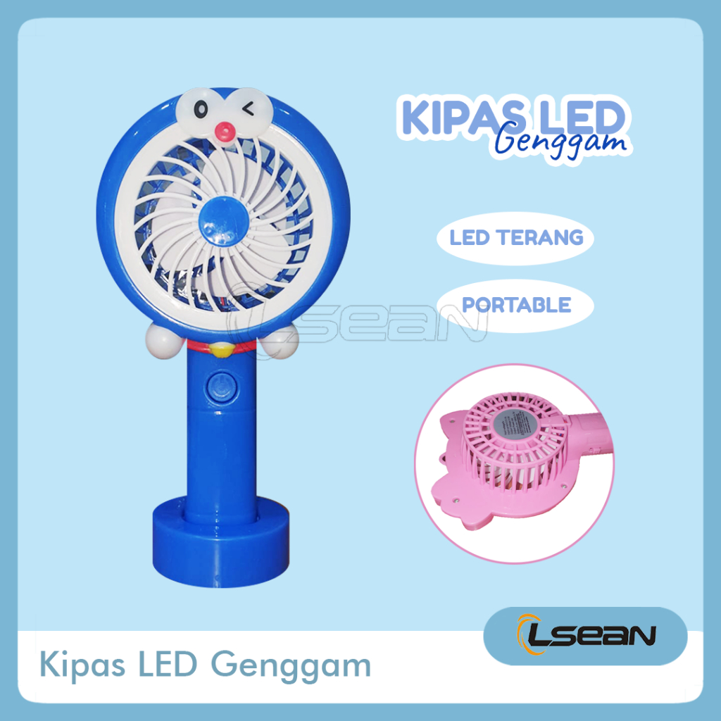 KIPAS GENGGAM LED BULAT KARAKTER KARTUN LUCU MINI USB RECHARGEABLE