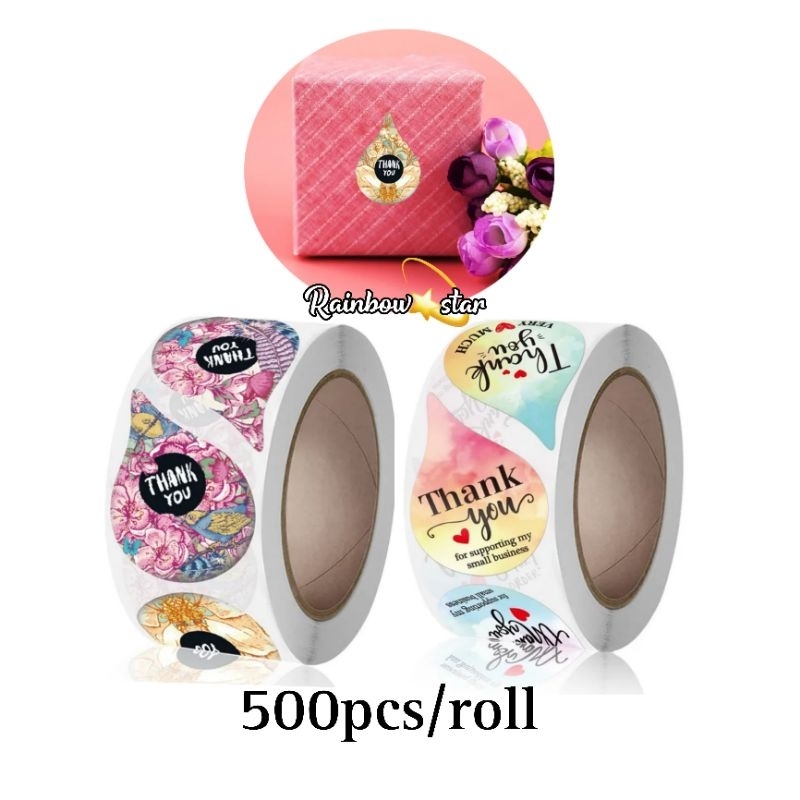 Roll Sticker Thank You Isi 500pcs / Tear Drops Label Roll Stiker Thank U