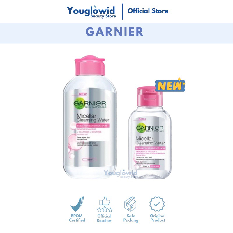 【Official Outlet】GARNIER Micellar Cleansing Water Pink Skincare Pembersih Kotoran Minyak Makeup Remover Varian 50ml 125ml 400ml Biru Infused Oil Vit C Rose Semua Jenis Kulit Wajah Jerawat Sensitif Kering Viral BPOM