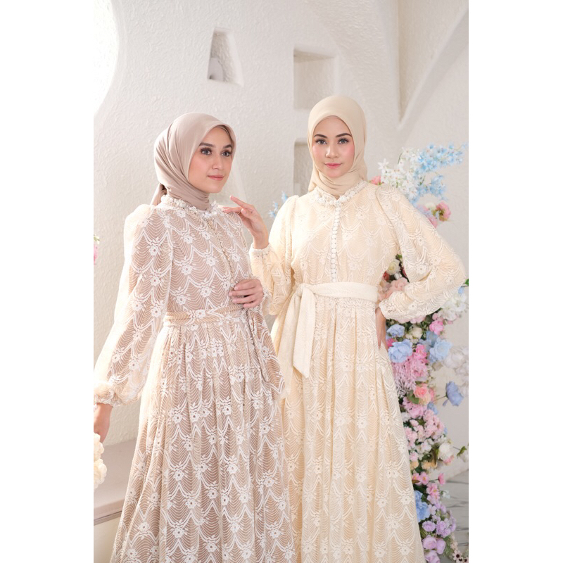 Ounadoutfit Princess dress eid series / dress brokat premium / dress lebaran muslimah / outfit pesta muslim / baju kondangan wanita / baju muslim motif bunga