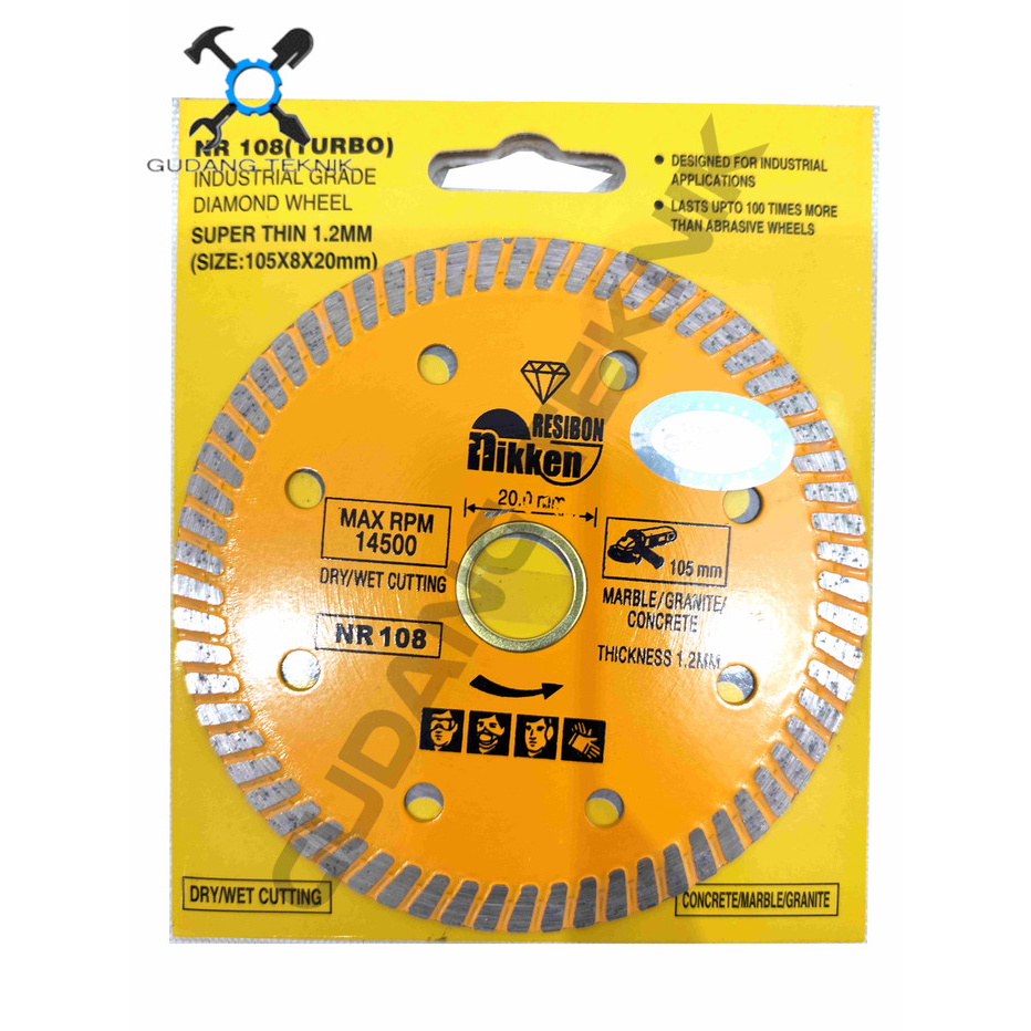 Diamond Wheel 4&quot; DRY WET SUPERTHIN N105 N108 NIKKEN RESIBON / Mata Pisau Potong Keramik Granit Marmer KERING BASAH TIPIS 4 Inch NIKKEN RESIBON