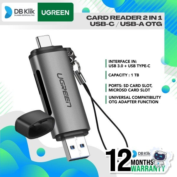 Card Reader UGreen 2in1 USB-C / USB-A OTG (50706)- USB 3.0 &amp; USB-C OTG