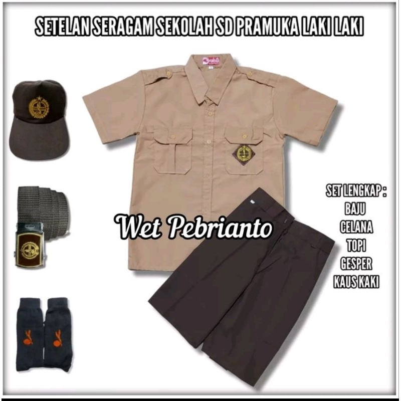 baju sd pramuka dan putih cewek