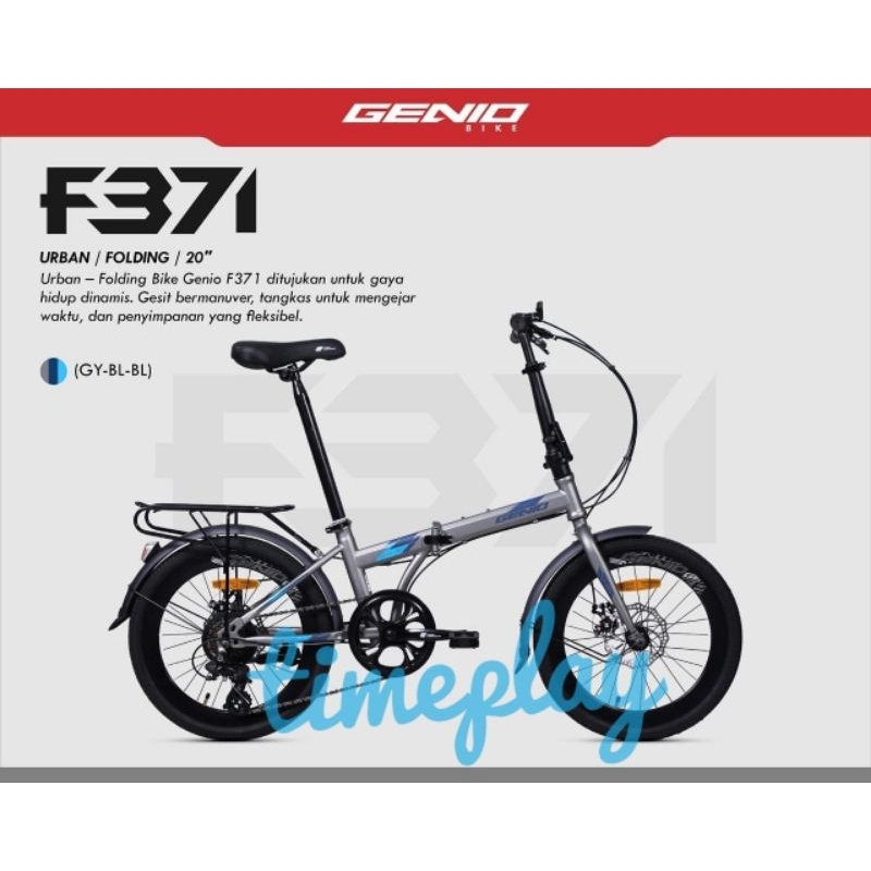 Sepeda Lipat Genio F371 F 371 Folding 20 Inch 7 Speed