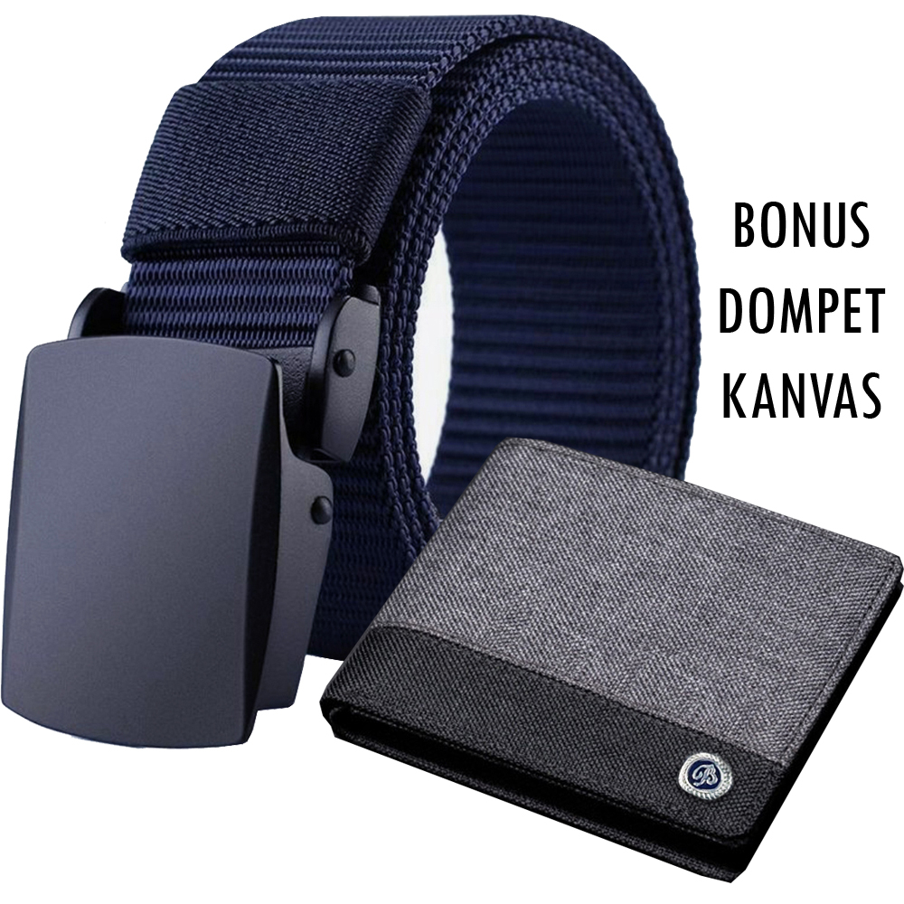 GRATIS DOMPET KANVAS!! Ikat pinggang Pria Casual Anti XRay Gesper Pria anti Karat Anti Metal Detector Men Belt Casual