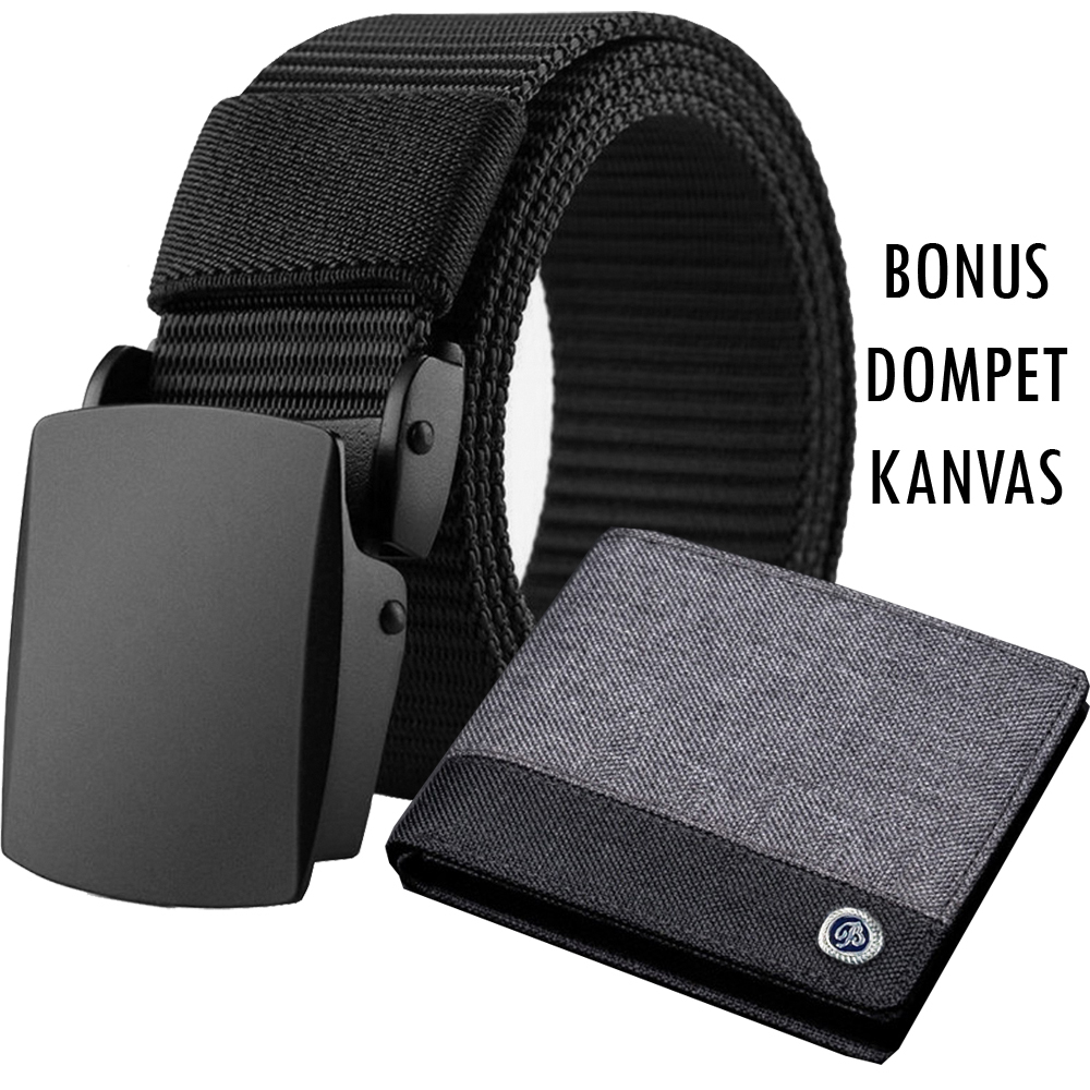 GRATIS DOMPET KANVAS!! Ikat pinggang Pria Casual Anti XRay Gesper Pria anti Karat Anti Metal Detector Men Belt Casual